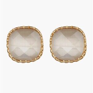 🌼 14TH & UNION Square Crystal Stud Earrings In Smoke/Gold NWT